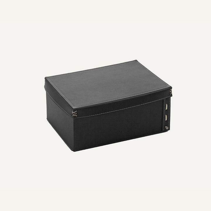 Contenitore design in cuoio OFELIA - Nero