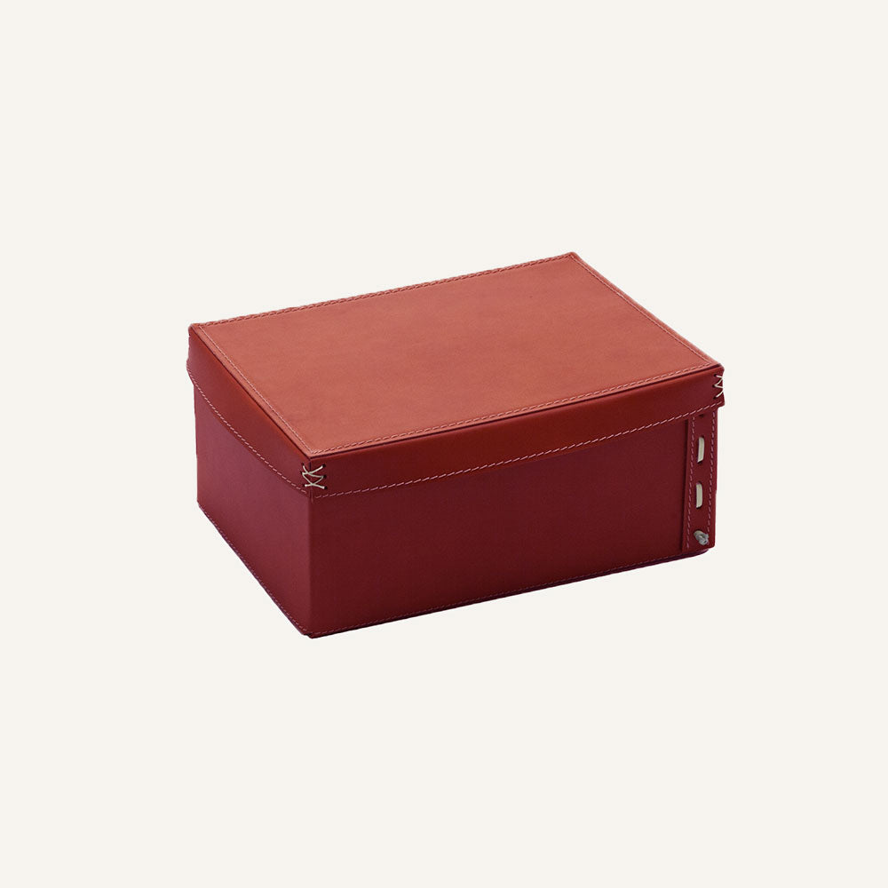 Contenitore design in cuoio OFELIA - Rosso