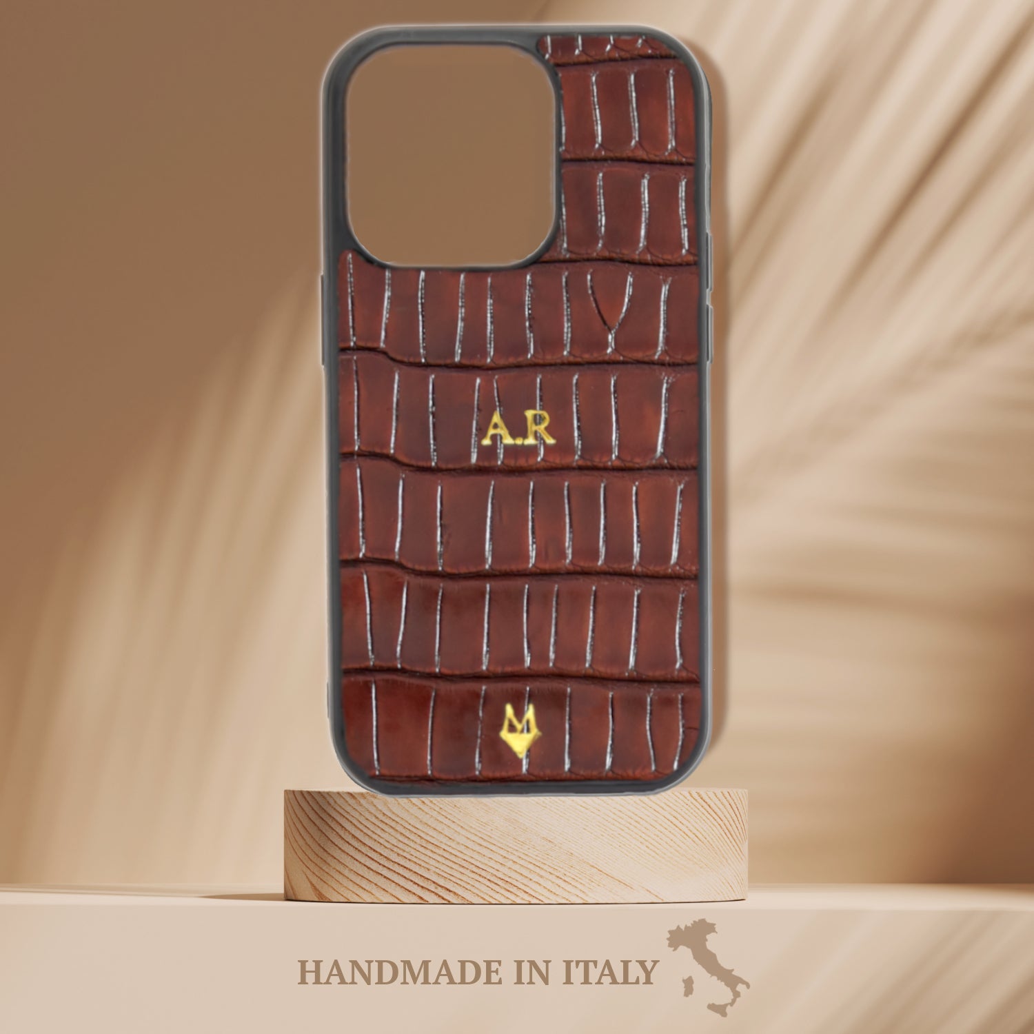 Cover in vera pelle di Coccodrillo iPhone MagSafe 17/16/15/14/13/12 Marrone