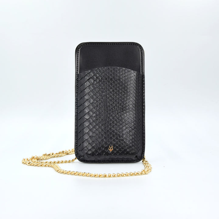 Porta Telefono a tracolla con porta carte - Custodia Smartphone in Pitone