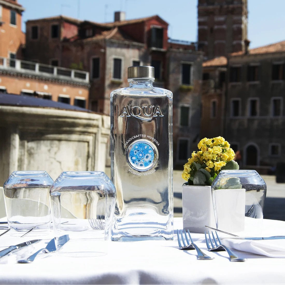 Glass Bottle with Murrina Glass of Murano - Azzura.