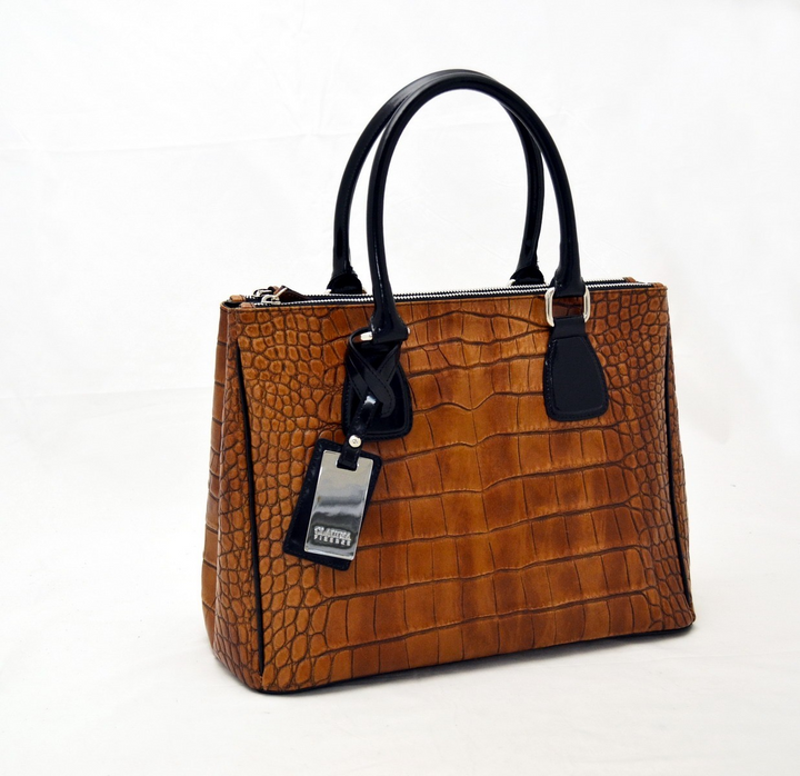 Claudia Firenze - Ladies Corporate Bag, Crocodile Embossed, Brown