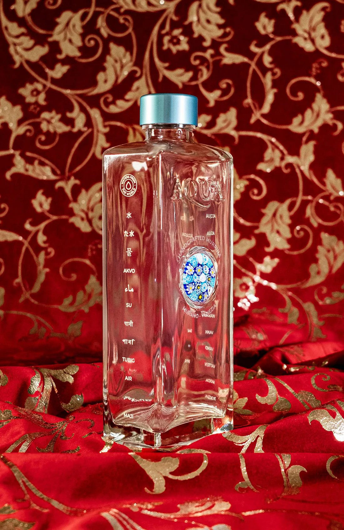 Glass Bottle with Murrina Glass of Murano - Multicolour Blue.