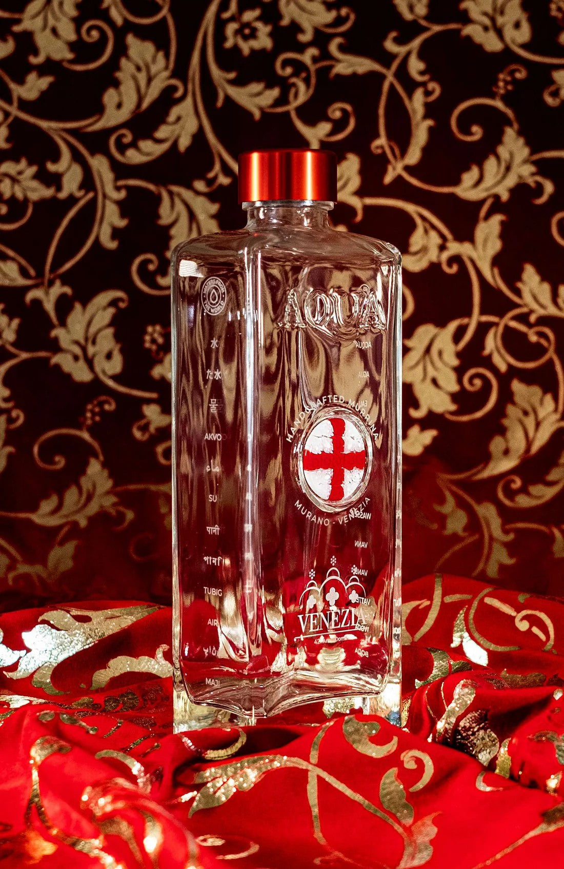 Glass Bottle with Murrina Glass of Murano – England Flag.