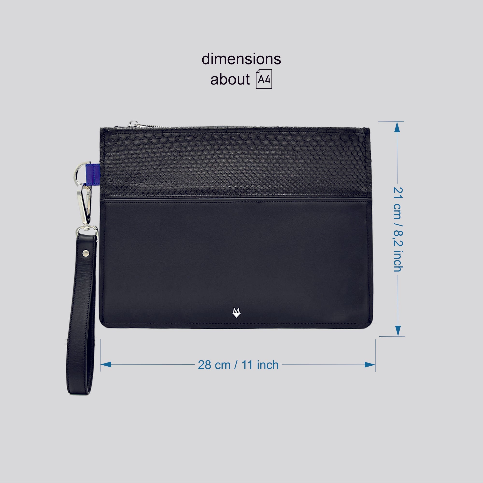 Pochette Borsa a mano Uomo in vero Pitone Personalizzabile Nero - MESPECTA Italia