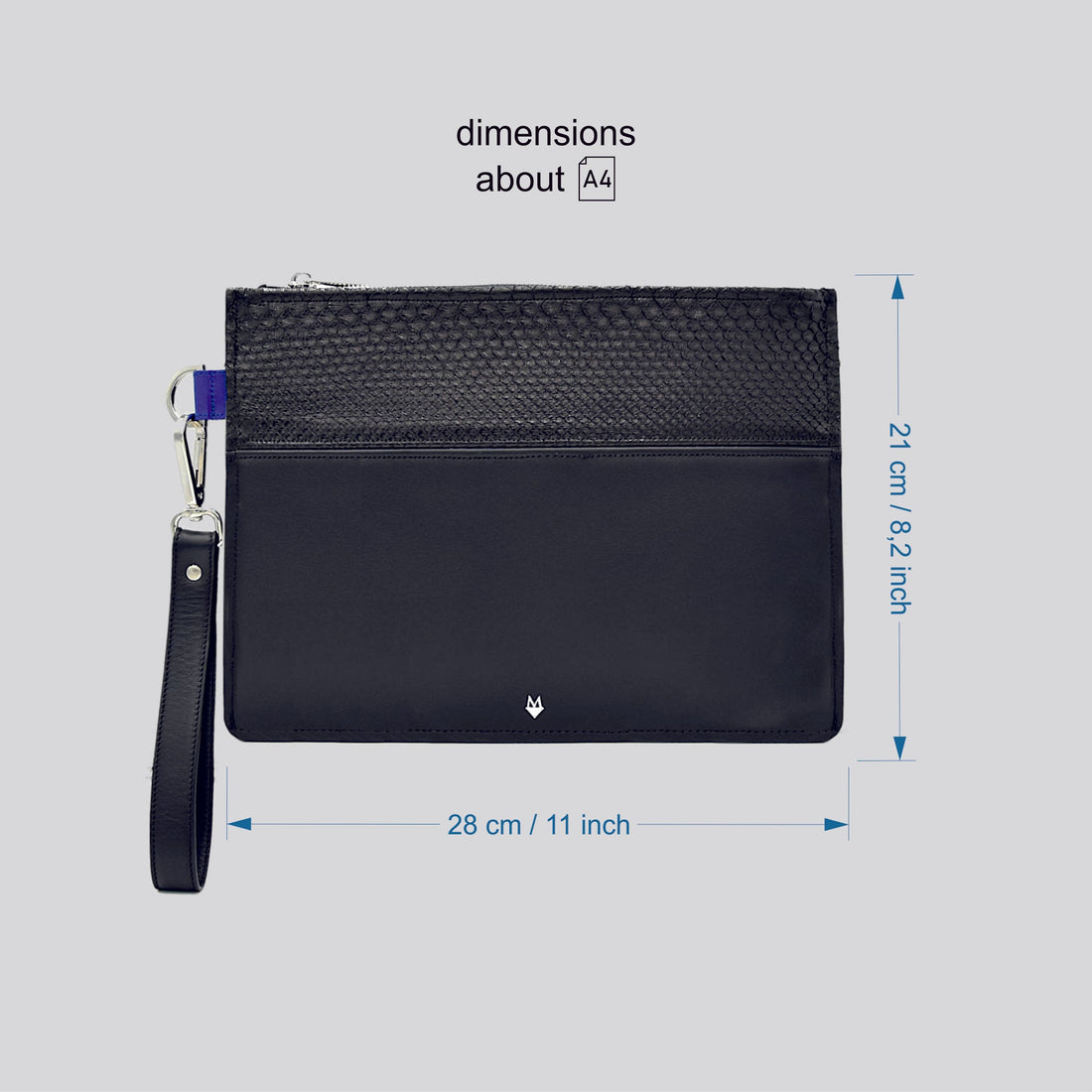 Pochette Borsa a mano Uomo in vero Pitone Personalizzabile Nero - MESPECTA Italia