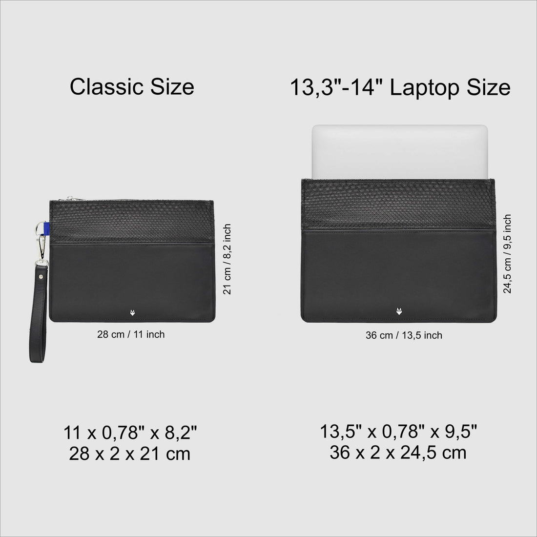Pochette borsello uomo mod. "Maestro" vera pelle di Pitone - Personalizzabile con iniziali Nero