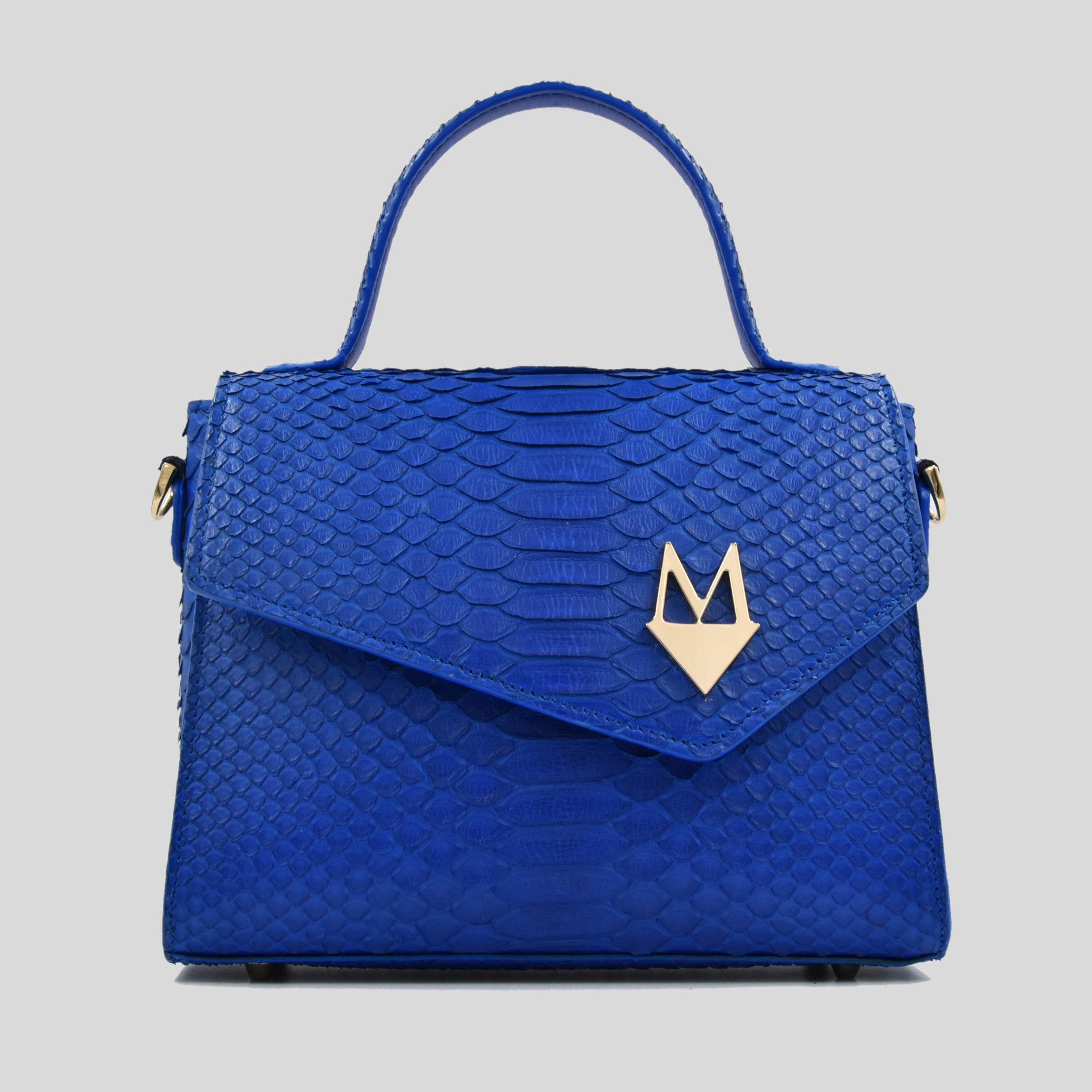 Borsa "Eccelsa" in vera pelle di Pitone Blu Cobalto