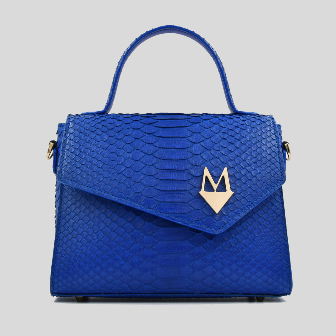 Borsa "Eccelsa" in vera pelle di Pitone Blu Cobalto