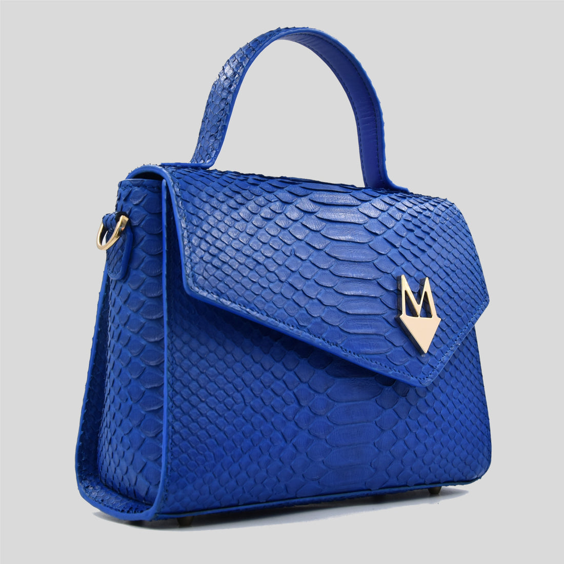 Borsa "Eccelsa" in vera pelle di Pitone Blu Cobalto
