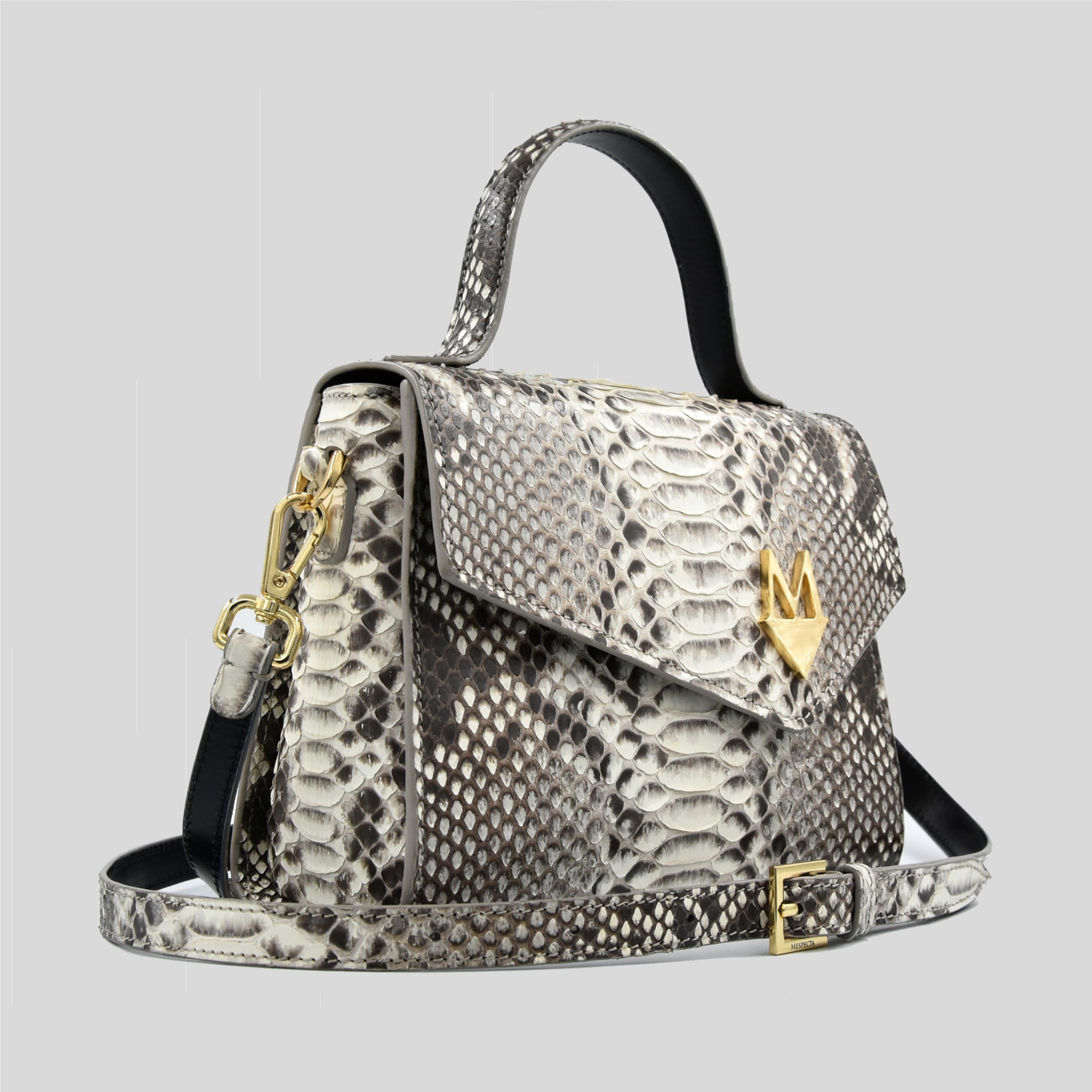 Borsa "Eccelsa" in vera pelle di Pitone Bianco Marmo