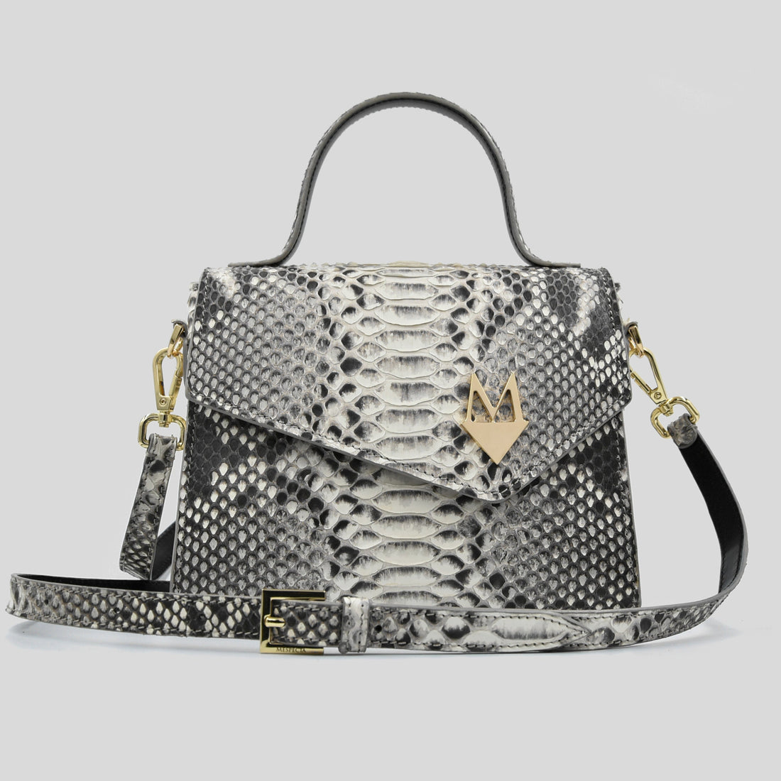 Borsa "Eccelsa" in vera pelle di Pitone Tiffany - Turchese