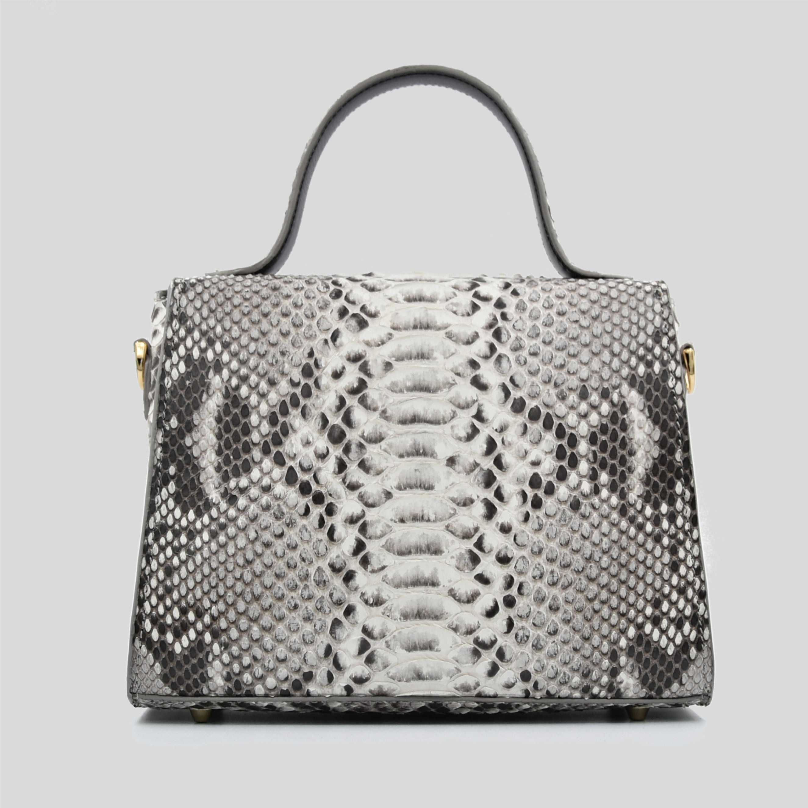 Borsa "Eccelsa" in vera pelle di Pitone Bianco Marmo