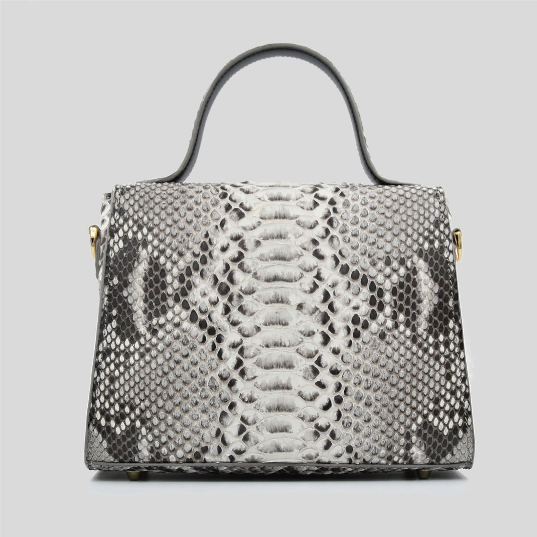 Borsa "Eccelsa" in vera pelle di Pitone Bianco Marmo
