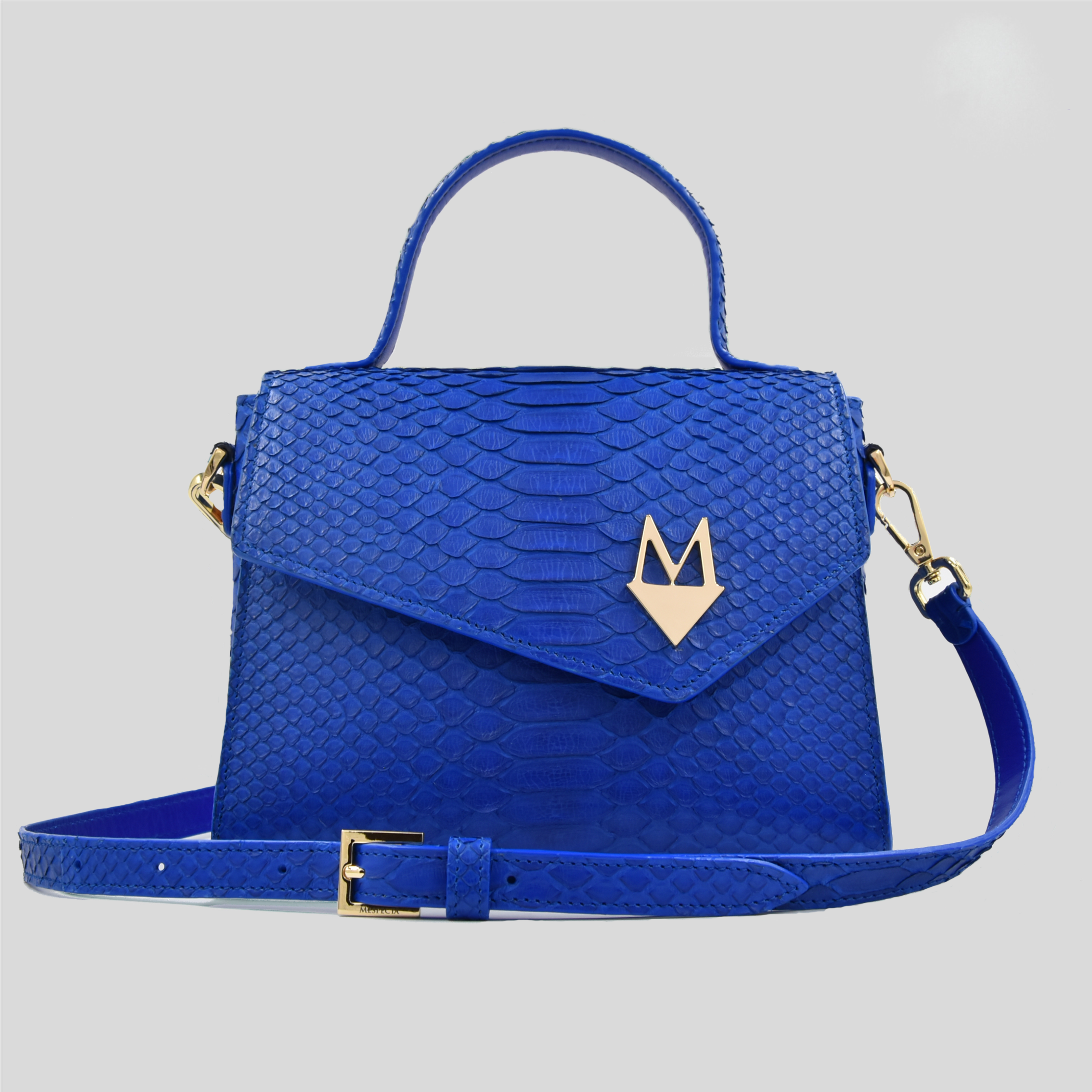 Borsa "Eccelsa" in vera pelle di Pitone Tiffany - Turchese