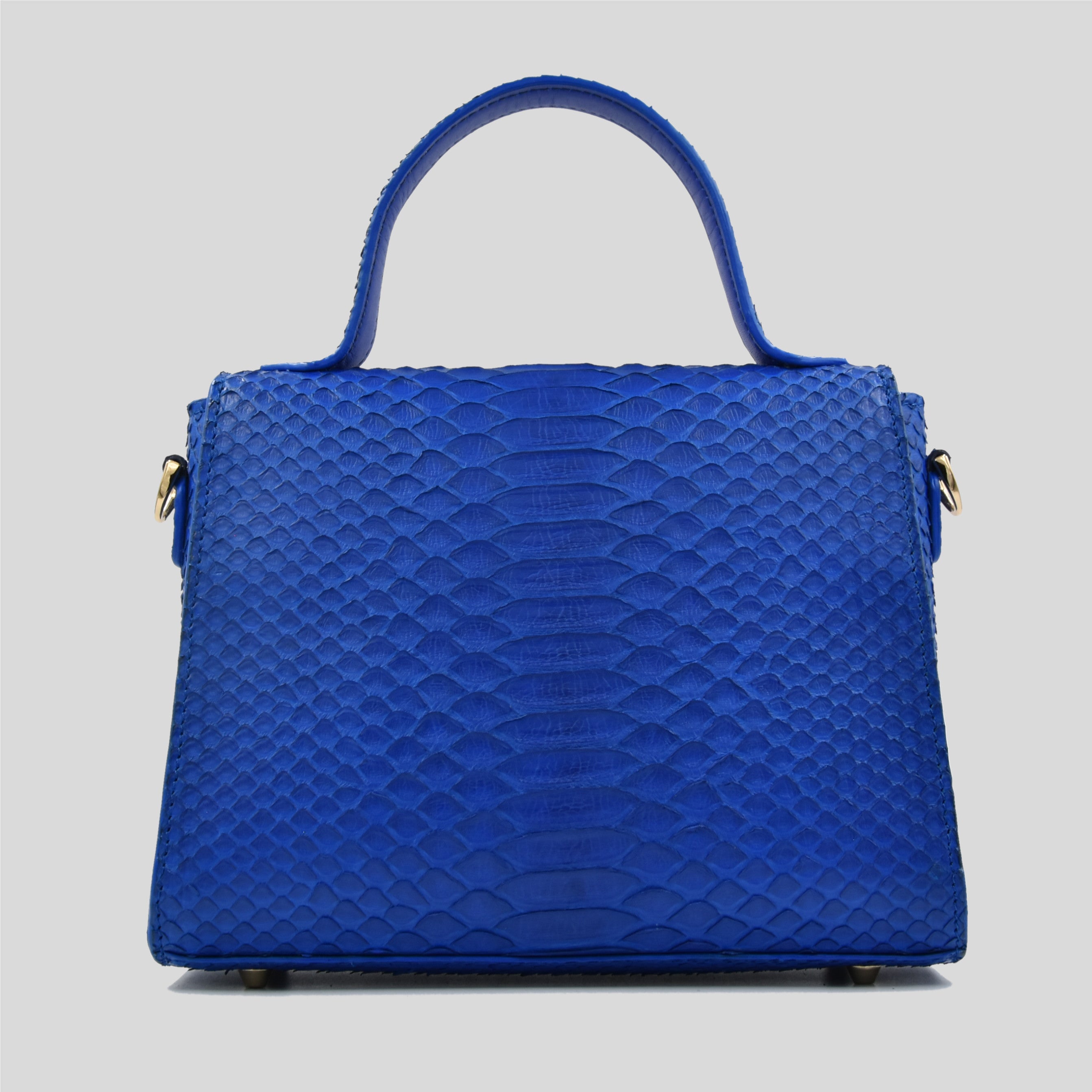 Borsa "Eccelsa" in vera pelle di Pitone Blu Cobalto
