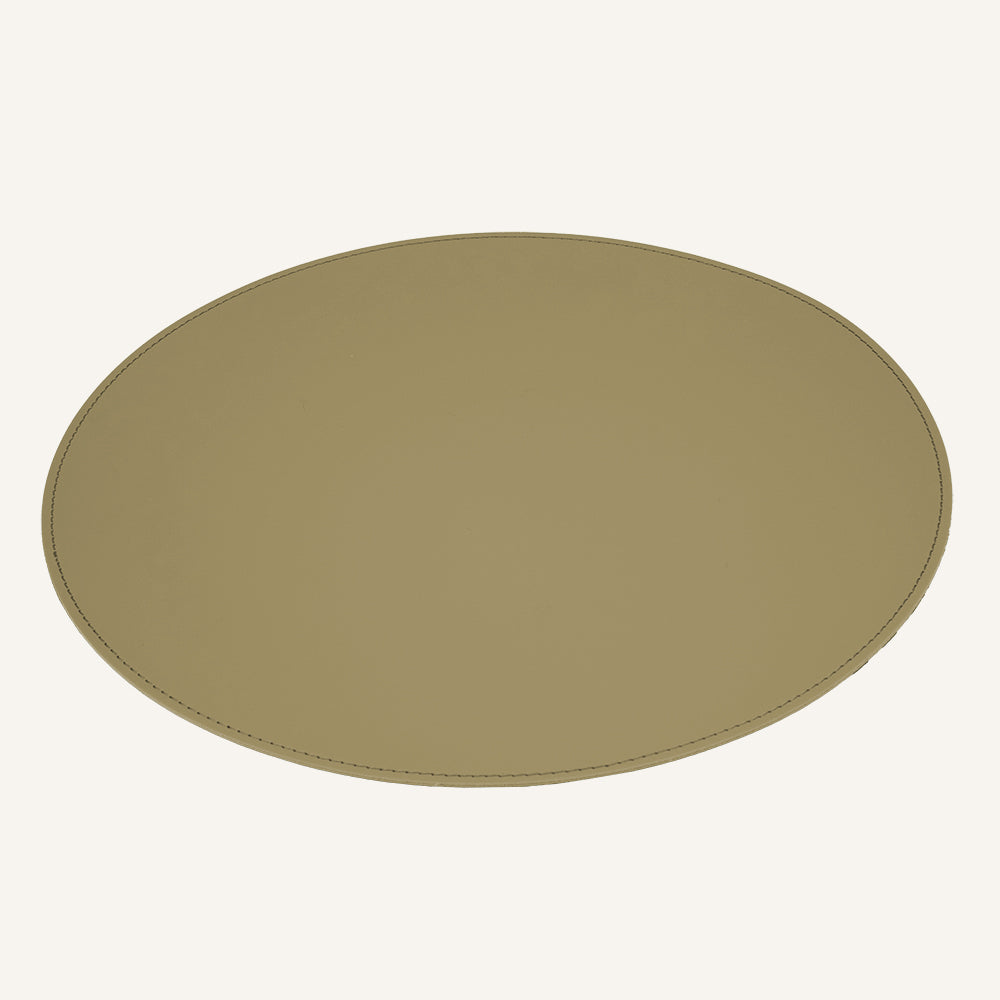 Tovaglietta americana rotonda in pelle TOVLER - Beige scuro, Tovaglietta