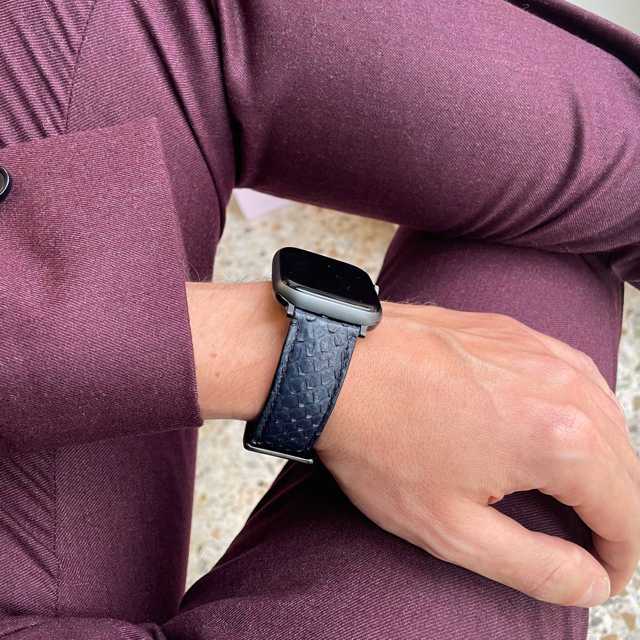 Cinturino Apple Watch in Pelle di Pitone blu navy– Personalizzabile (Ultra, Serie 4–10, SE)