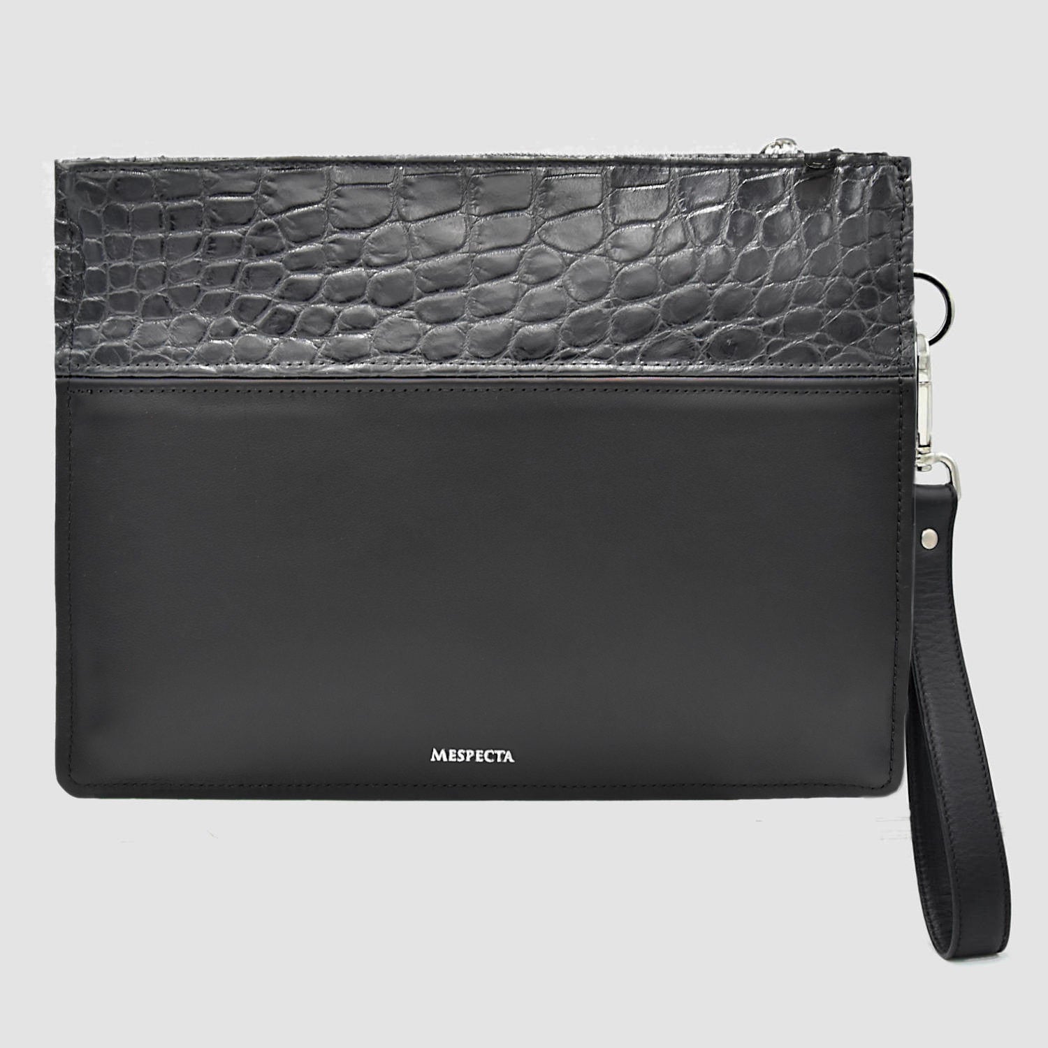 Pochette Clutch borsello Uomo in vera pelle di Coccodrillo - Personalizzabile con iniziali - Nero