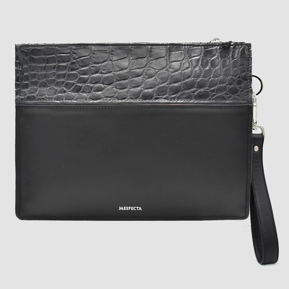 Pochette Clutch borsello Uomo in vera pelle di Coccodrillo - Personalizzabile con iniziali - Nero