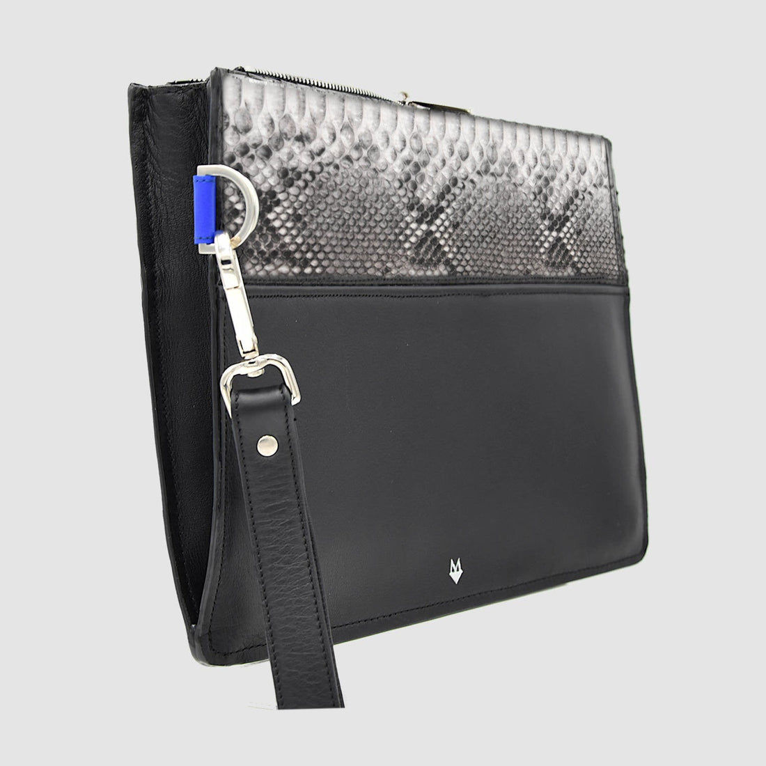 Pochette Borsa a mano Tablet Uomo in vero Pitone Personalizzabile Bianco e Nero - MESPECTA Italia