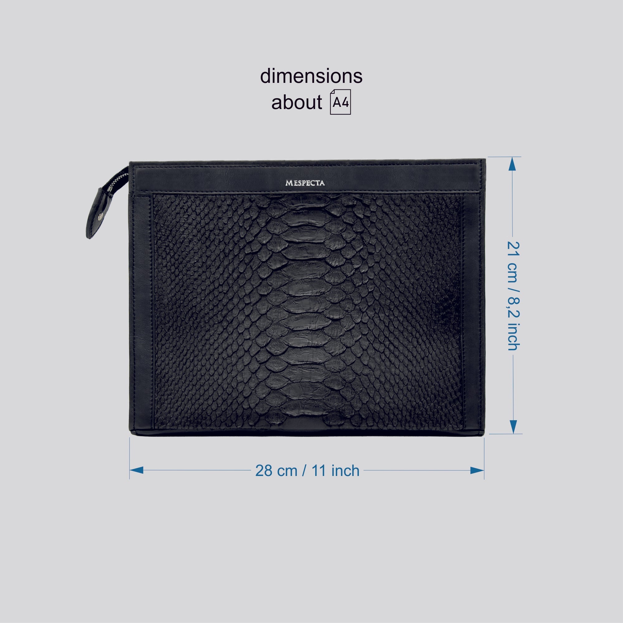 Pochette Clutch Personalizzabile Borsa a mano Uomo in vero Pitone Nero - MESPECTA Italia