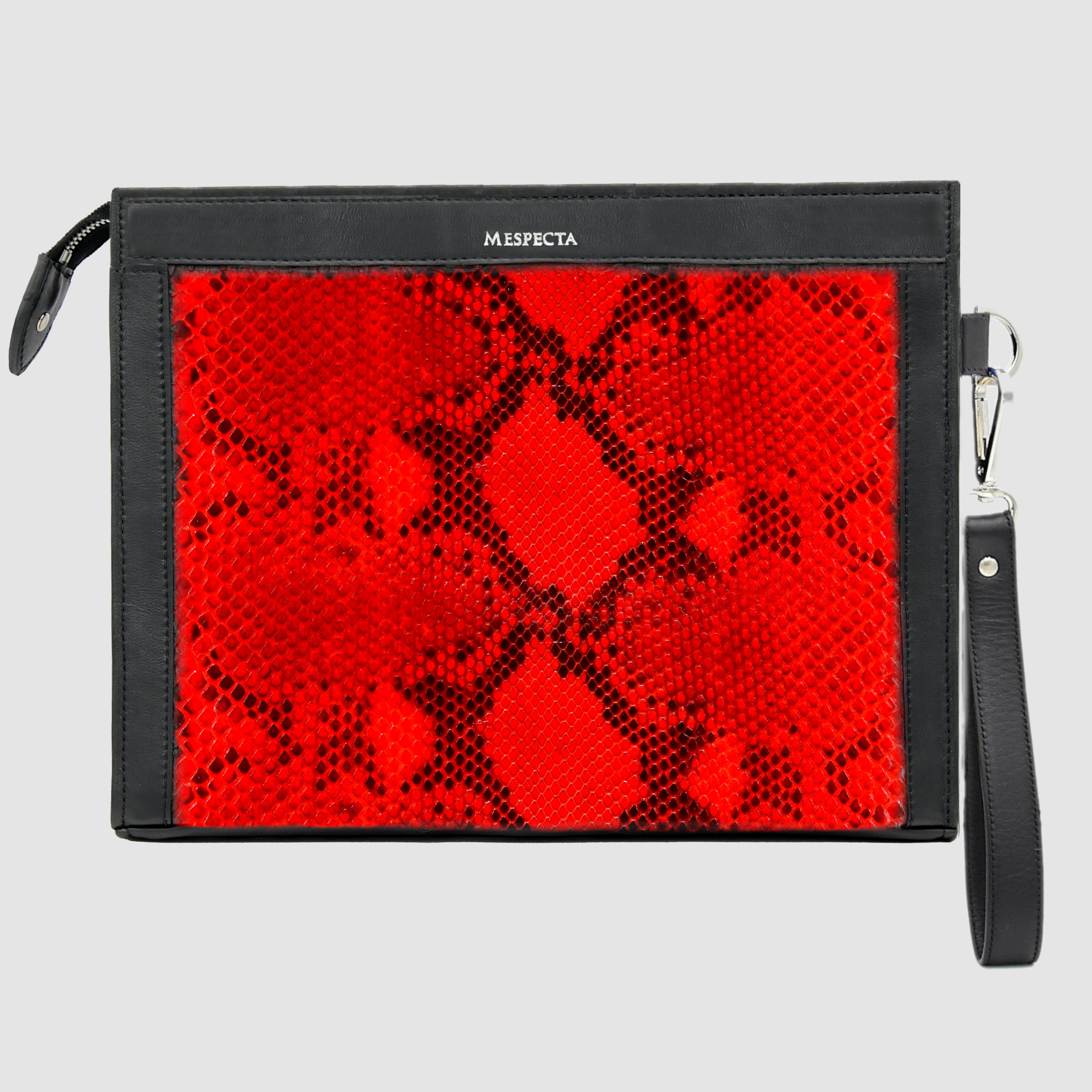 Pochette borsa mod. "Conquistatore" Uomo Personalizzabile in vera pelle di Pitone Rosso