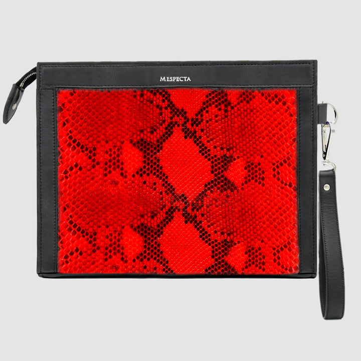Pochette borsa mod. "Conquistatore" Uomo Personalizzabile in vera pelle di Pitone Rosso