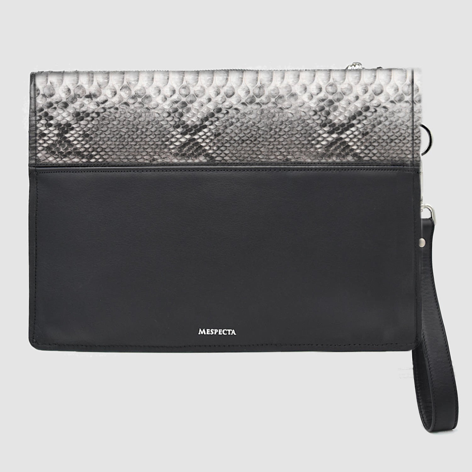Pochette Borsa a mano Tablet Uomo in vero Pitone Personalizzabile Bianco e Nero - MESPECTA Italia