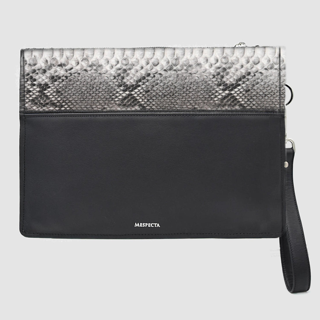 Pochette Borsa a mano Tablet Uomo in vero Pitone Personalizzabile Bianco e Nero - MESPECTA Italia
