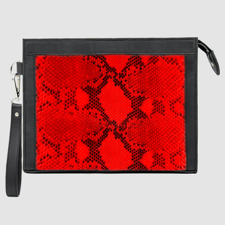 Pochette borsa mod. "Conquistatore" Uomo Personalizzabile in vera pelle di Pitone Rosso