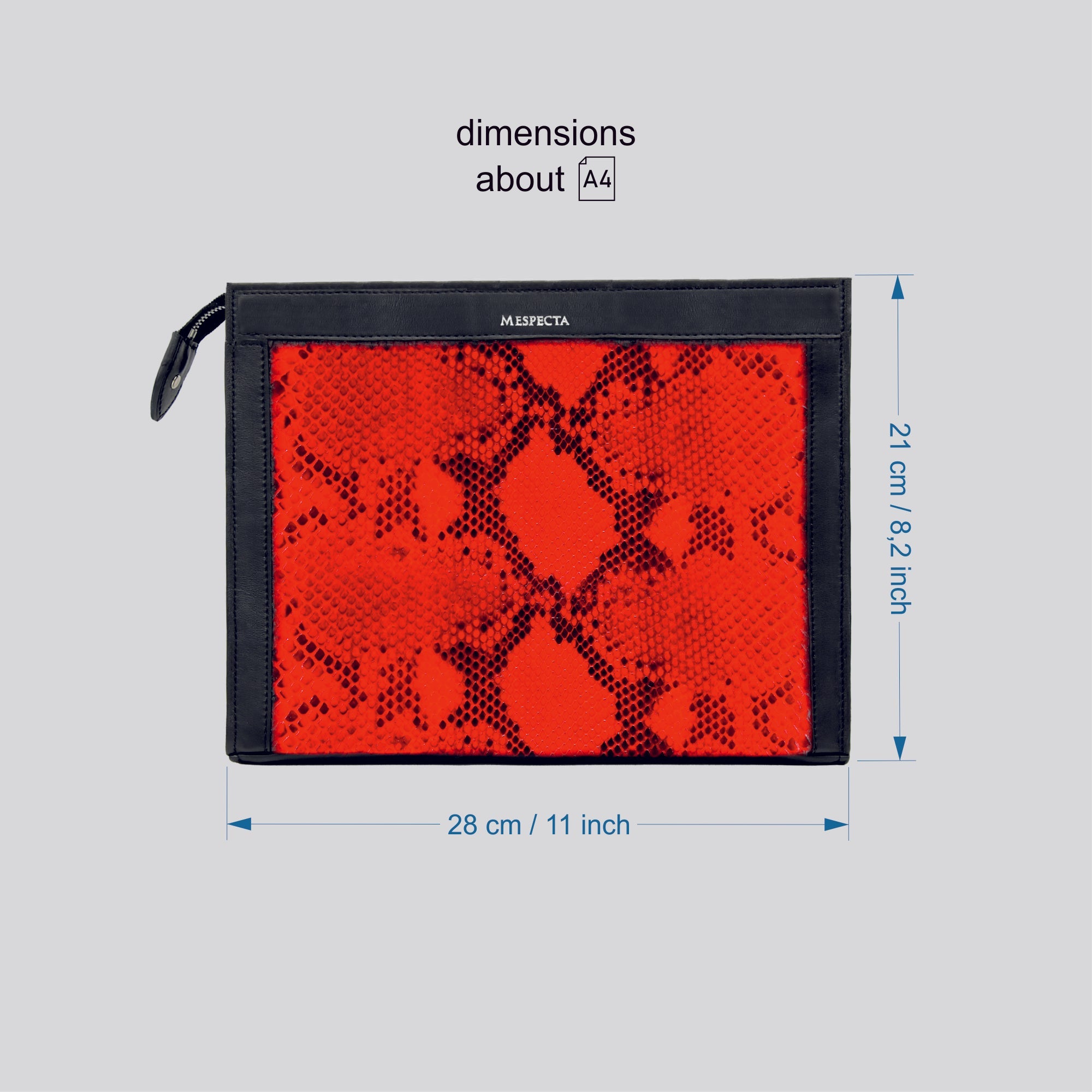 Pochette Borsa a mano Tablet Uomo in vero Pitone Personalizzabile Rosso - MESPECTA Italia