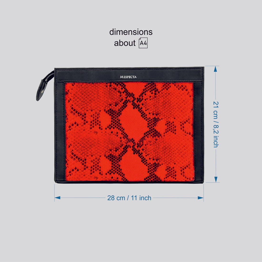 Pochette Borsa a mano Tablet Uomo in vero Pitone Personalizzabile Rosso - MESPECTA Italia