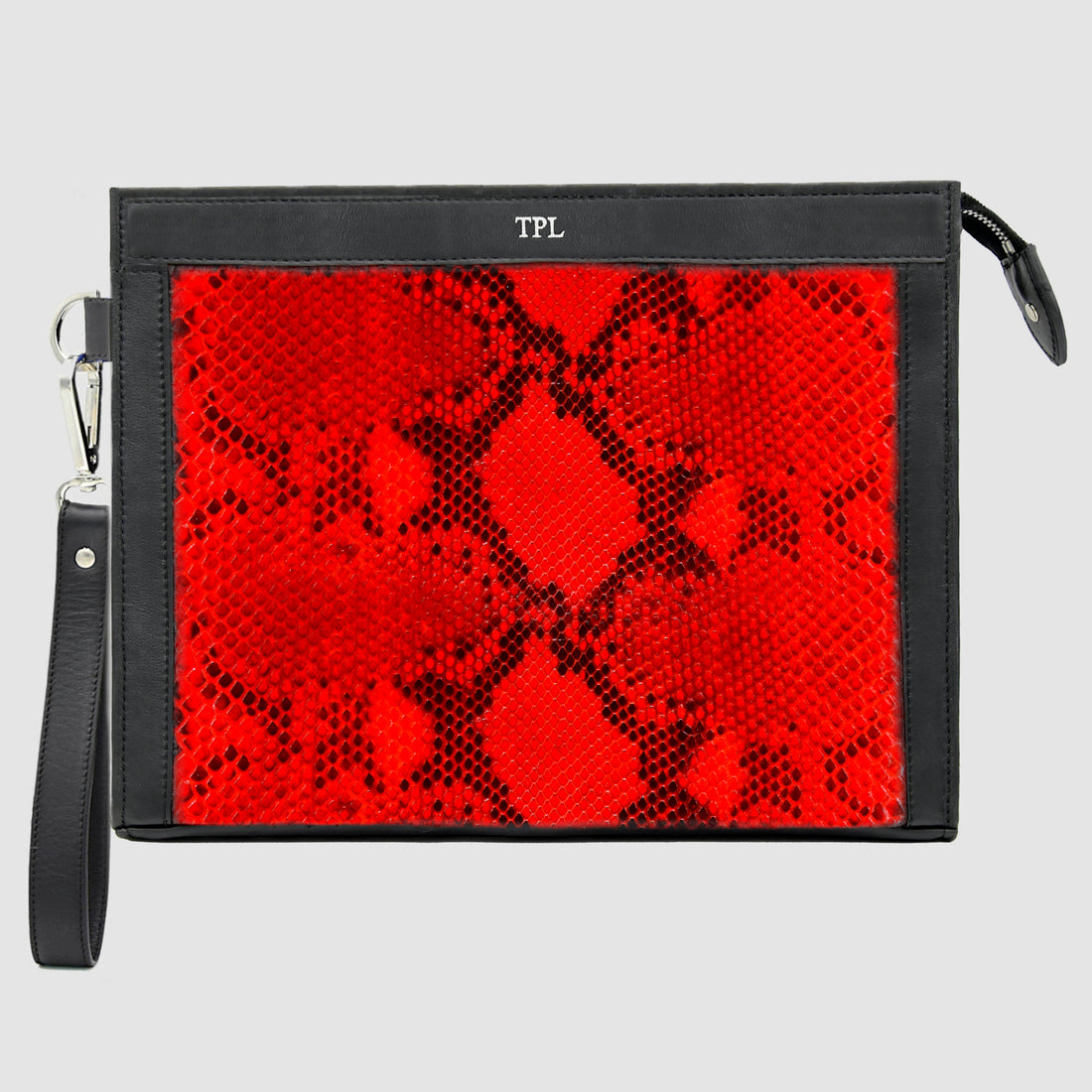 Pochette borsa mod. "Conquistatore" Uomo Personalizzabile in vera pelle di Pitone Rosso