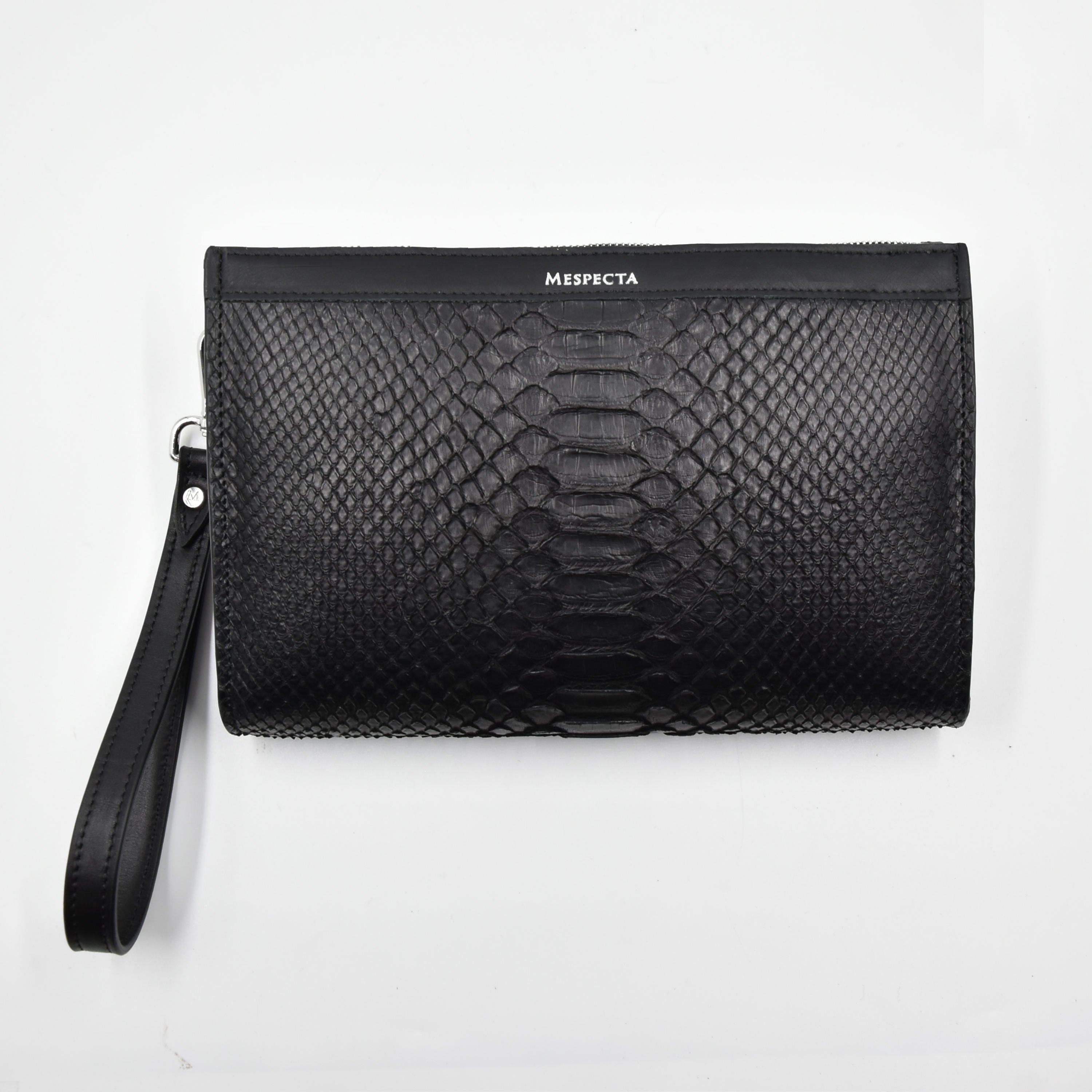 Pochette clutch borsello Uomo in vera pelle di Pitone - Personalizzabile con iniziali - Nero