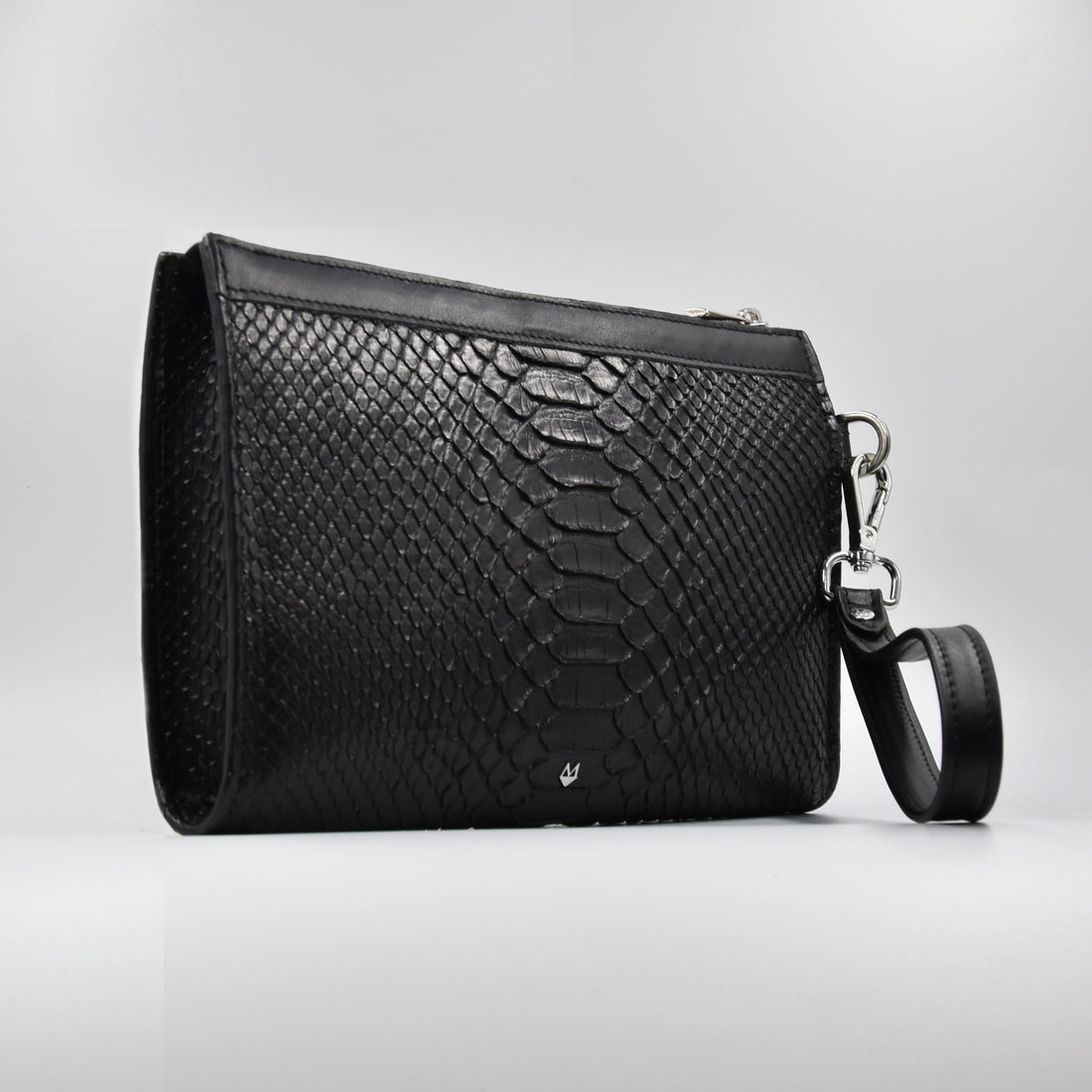 Pochette clutch borsello Uomo in vera pelle di Pitone - Personalizzabile con iniziali - Nero
