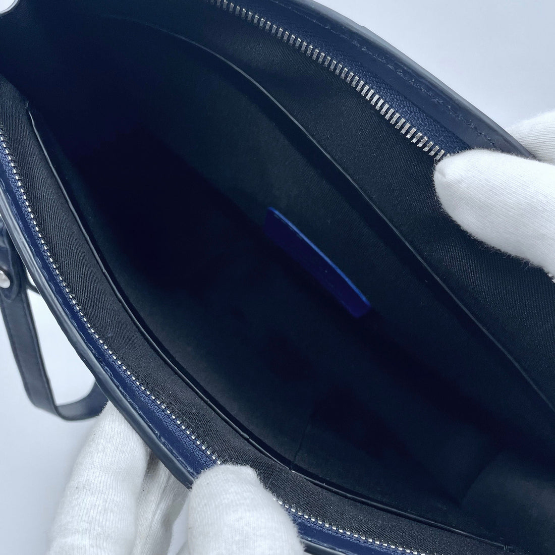 Pochette clutch mod. "Conquistatore" borsello Uomo in vera pelle di Pitone Personalizzabile con iniziali - Blu scuro