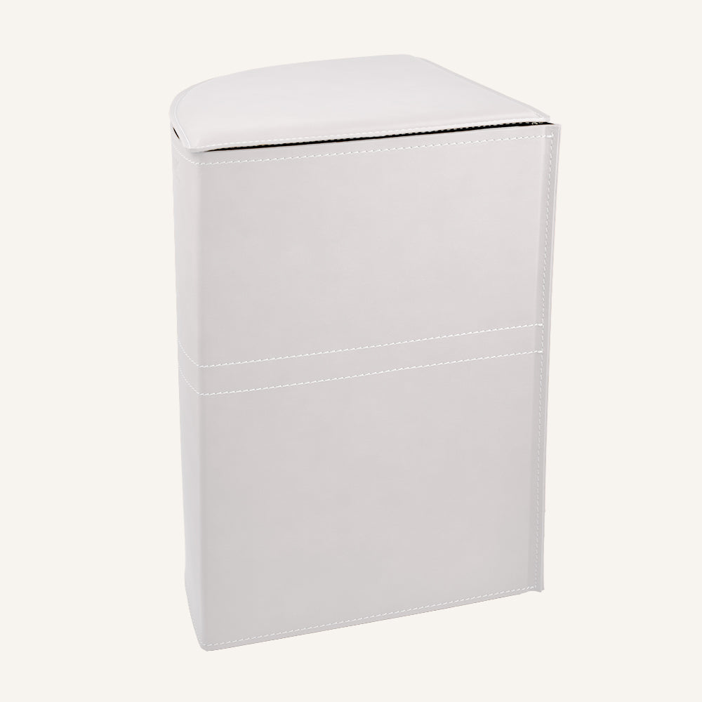 Portabiancheria ad angolo in cuoio SIMON - Bianco, Standard