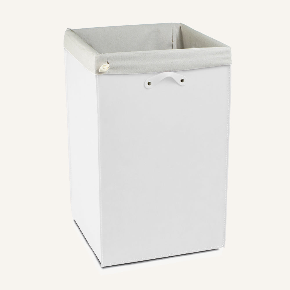 Portabiancheria aperto in cuoio rigenerato AQUALIS - Bianco, Deluxe