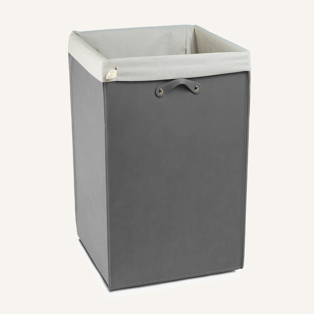 Portabiancheria aperto in cuoio rigenerato AQUALIS - Grigio, Deluxe