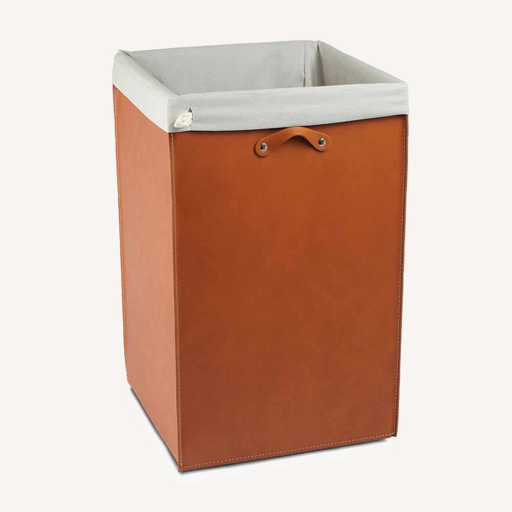 Portabiancheria aperto in cuoio rigenerato AQUALIS - Marrone, Deluxe
