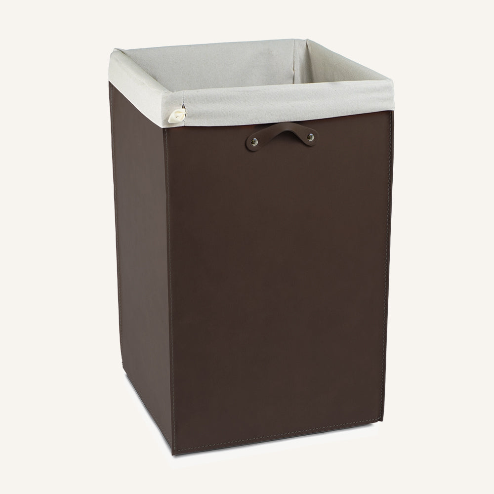 Portabiancheria aperto in cuoio rigenerato AQUALIS - Marrone scuro, Deluxe