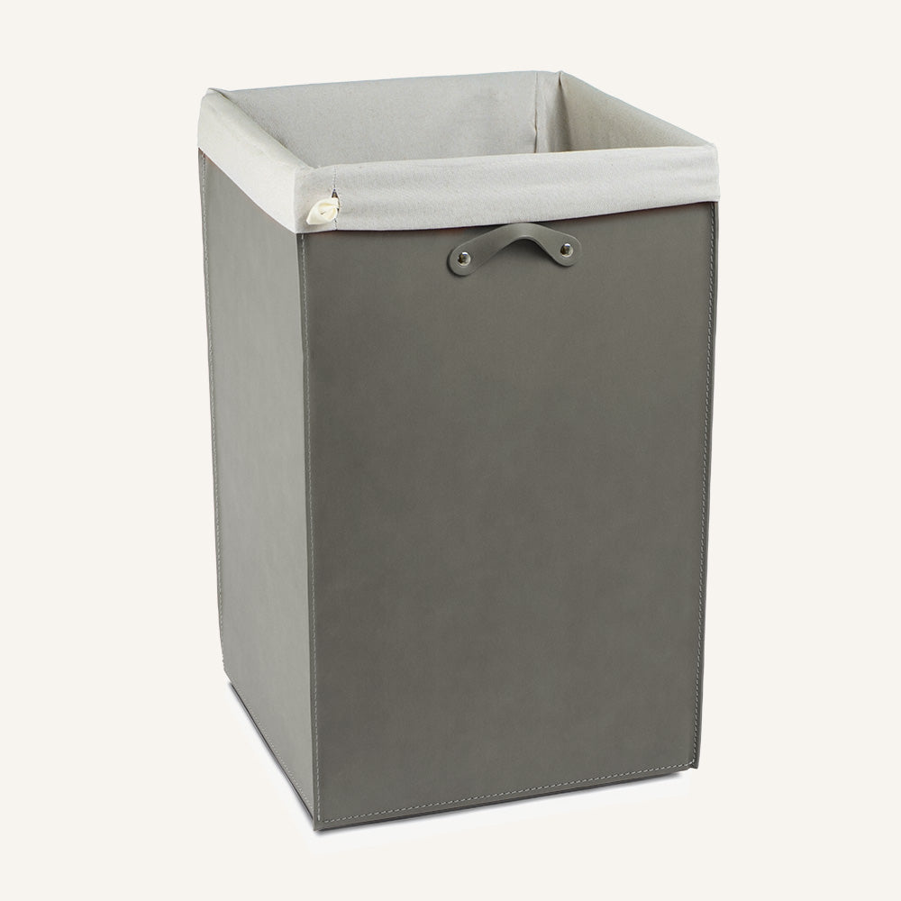 Portabiancheria aperto in cuoio rigenerato AQUALIS - Tortora, Deluxe