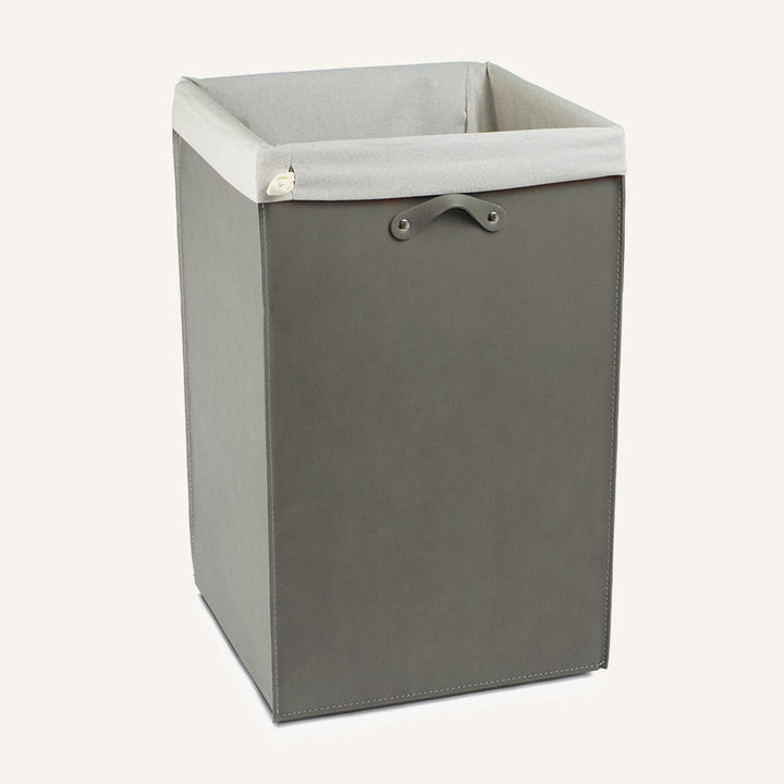 Portabiancheria aperto in cuoio rigenerato AQUALIS - Tortora, Deluxe