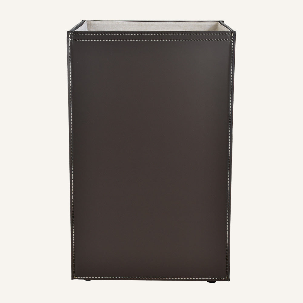 Portabiancheria aperto in cuoio rigenerato AQUALIS - Marrone scuro, Standard