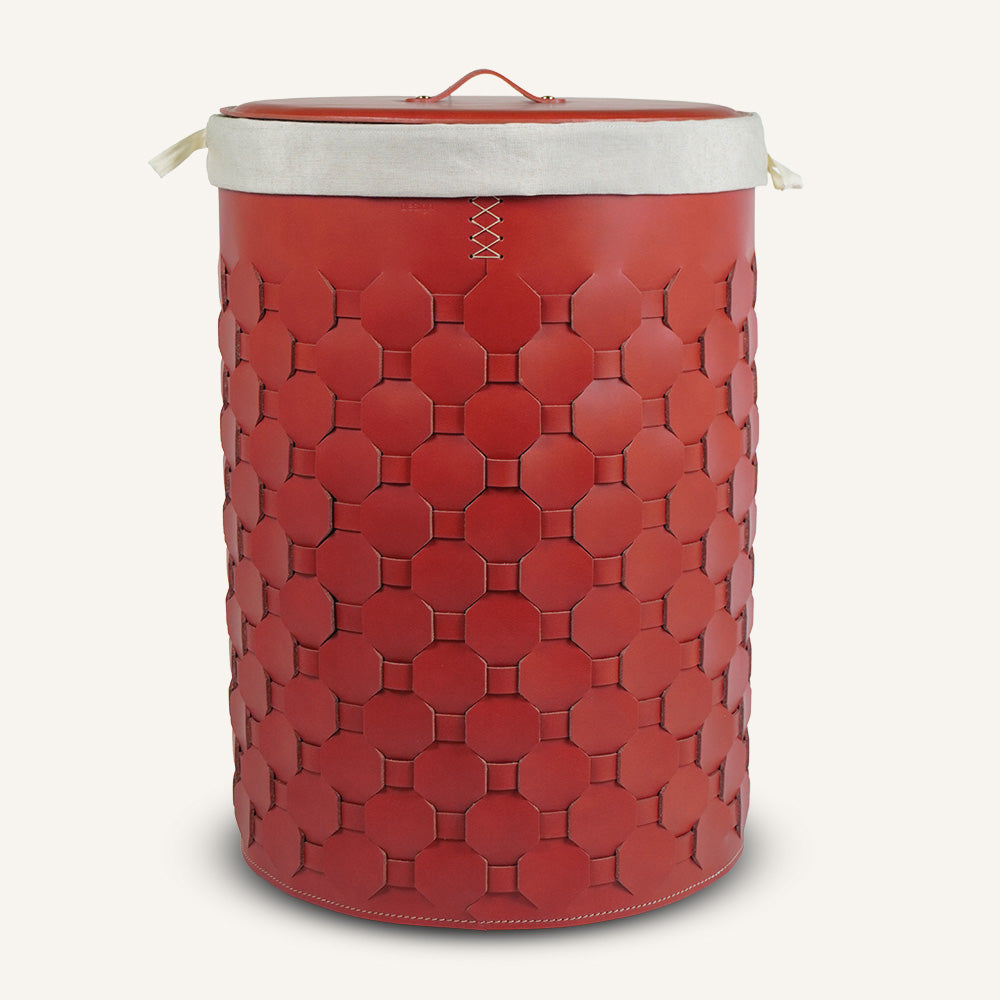 Portabiancheria dal design intrecciato ELENA - Rosso, Deluxe