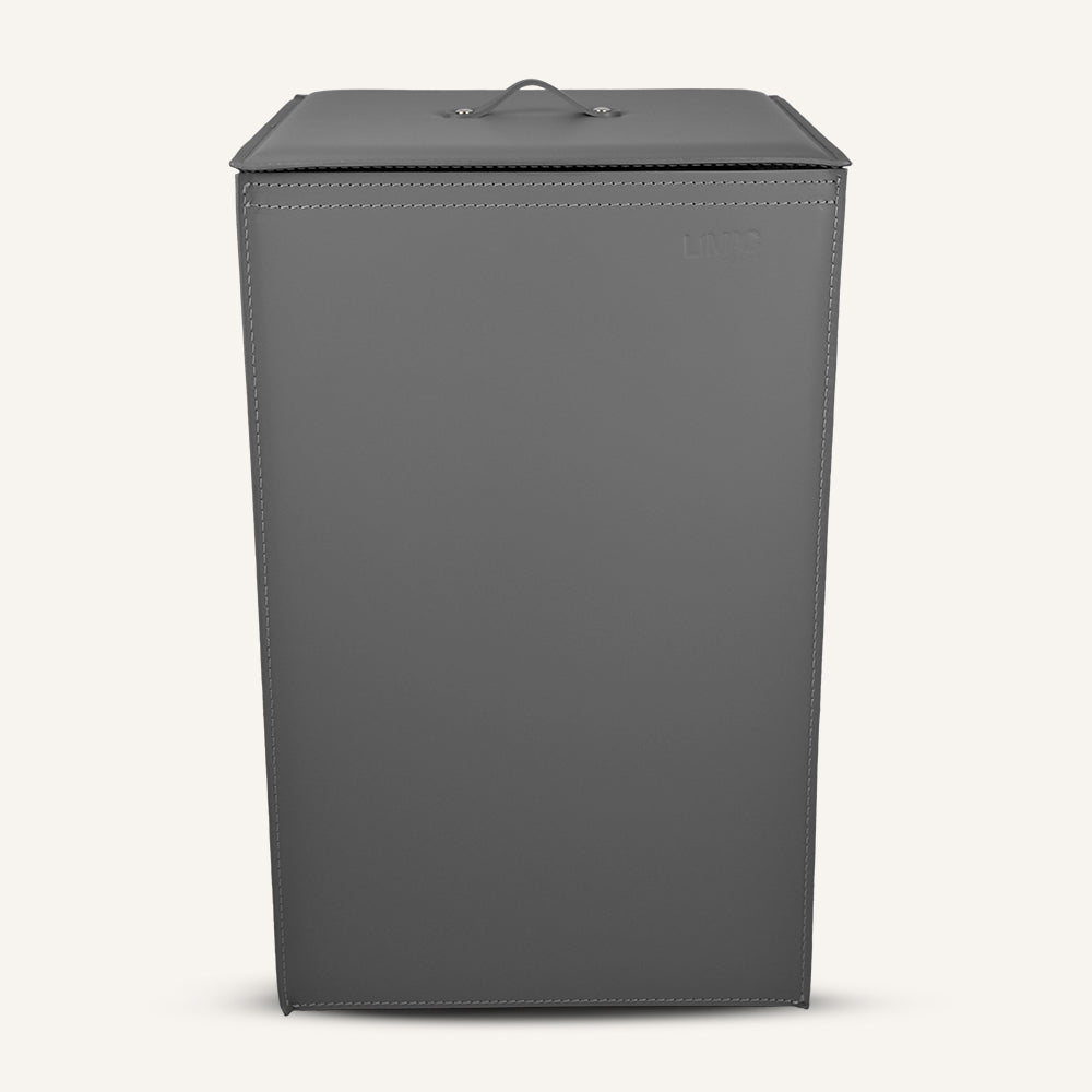 Portabiancheria quadrato in cuoio DAVID - Grigio, Standard