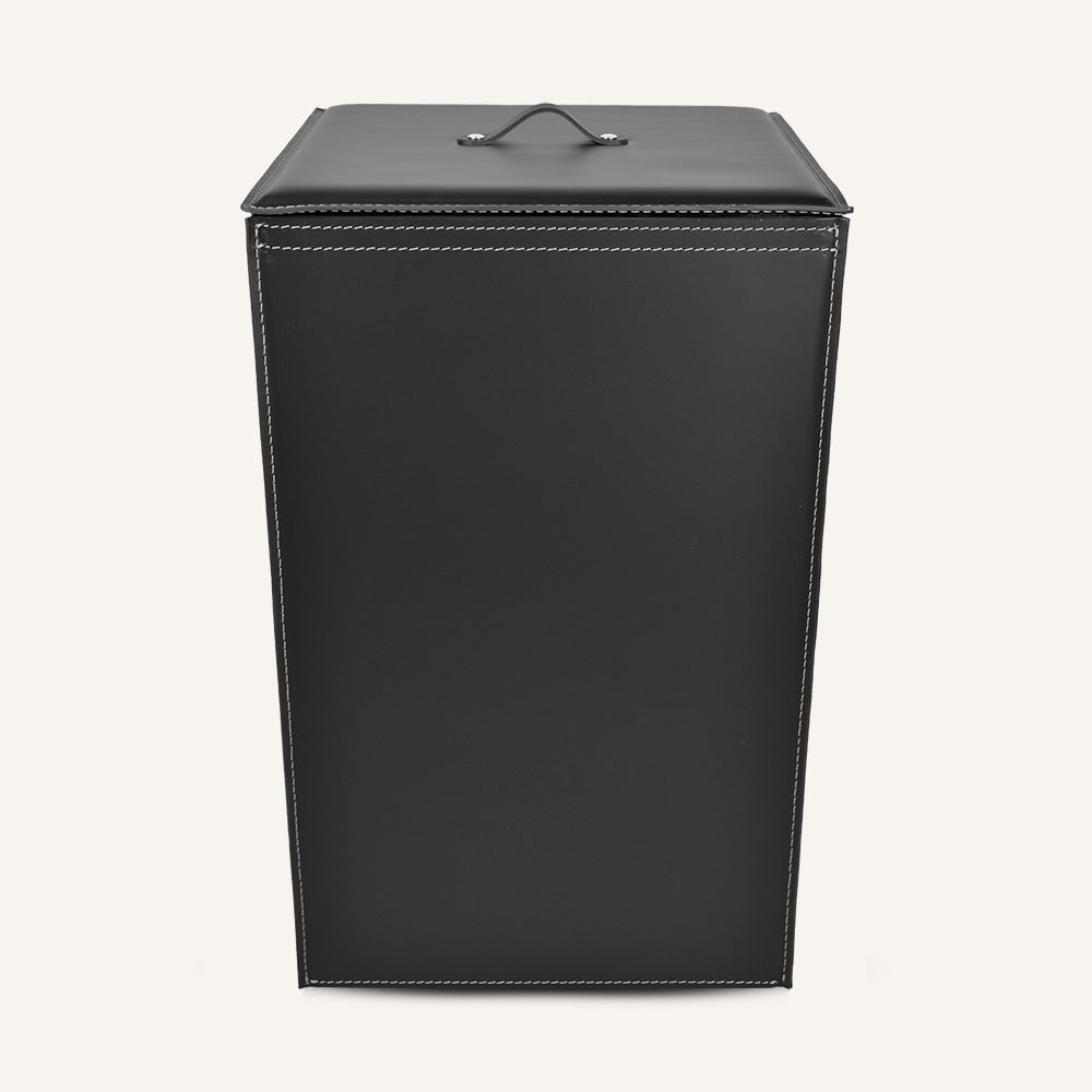 Portabiancheria quadrato in cuoio DAVID - Nero, Standard