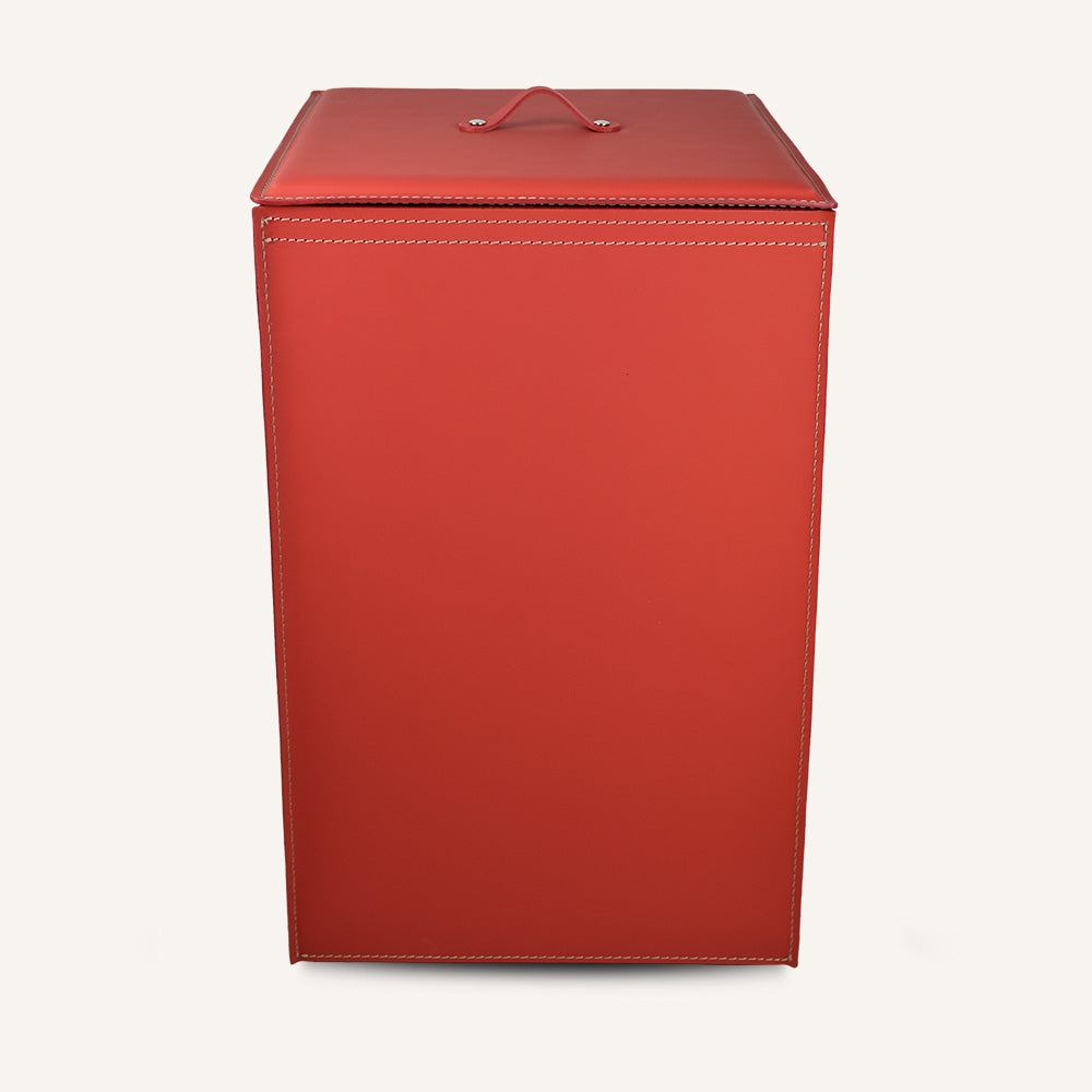 Portabiancheria quadrato in cuoio DAVID - Rosso, Standard