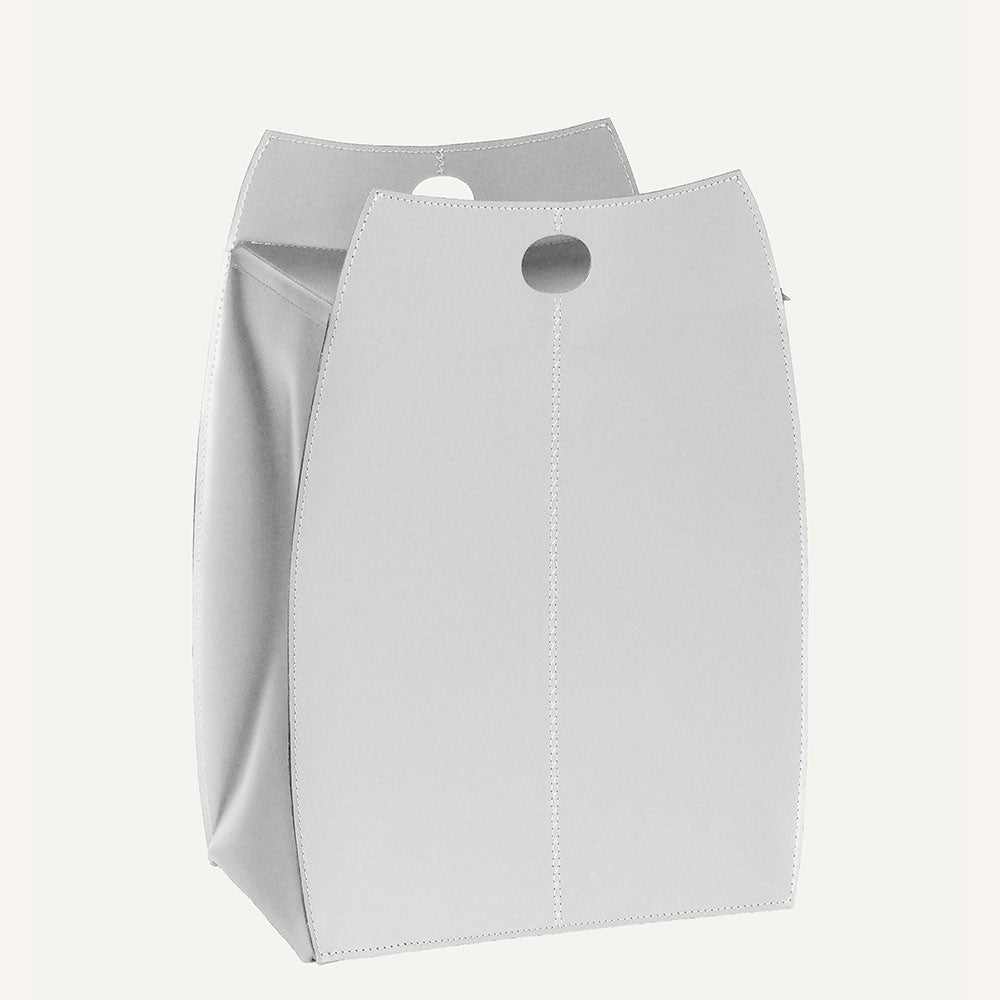 Elegante portabiancheria in cuoio PAOLINA - Bianco